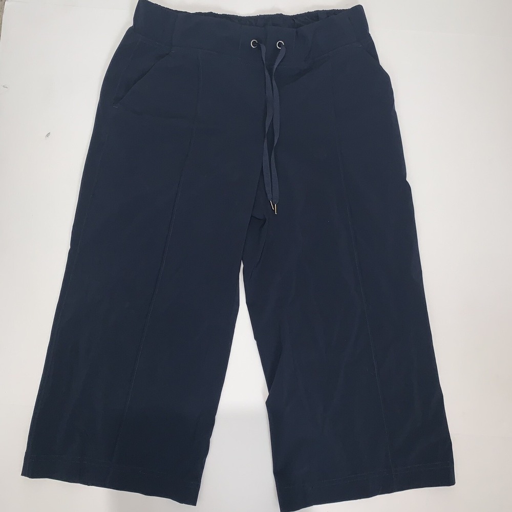 Athleta Sierra Wide Leg Lounge Pants Navy Blue Yoga Sweatpants Women Size 4